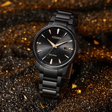 CITIZEN 星辰 光動能簡約手錶-銀河黑 BM7595-89E