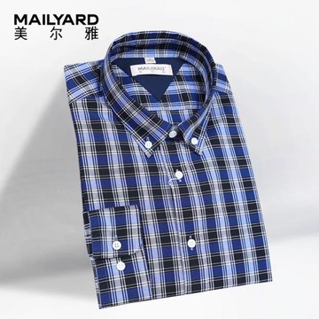 MAILYARD/美爾雅長袖襯衫 100純棉透氣男士百搭休閑格子襯衣 679
