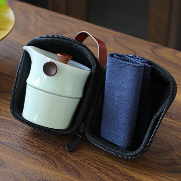 陶瓷簡易功夫茶具套裝影青瓷快客杯一壺三杯旅行便攜式車載泡茶壺