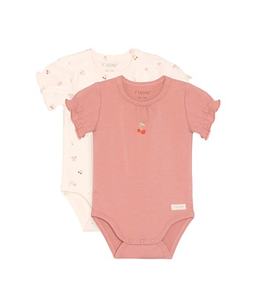 櫻桃花粉色短袖包屁衣2件組86cm