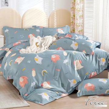 FOCA象寶樂園 加大-3M專利吸濕排汗天絲四件式兩用被床包組