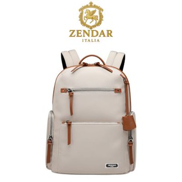【ZENDAR】台灣總代理 限量3折 頂級高彈性防潑水休閒後背包 琪拉系列 全新專櫃展示品 米白色