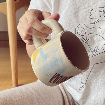 terranew陶瓷handpanited亮光手繪波波馬克杯奶杯簡約風格300mlDO