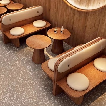 【台灣公司 可打統編】定制卡座沙發咖啡廳奶茶店桌椅組合木質餐桌商用餐飲茶樓靠墻座椅 b7241