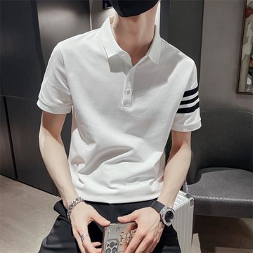 polo衫短袖男士夏季2024新款潮牌條紋半袖t恤男裝高端體恤上衣服