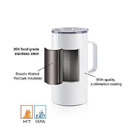 PYD Life PCS Sublimation Blank Tumbler 20 OZ White Mugs with Handle,Stainless Steel Coffee Travel Mug with Sliding Lid for Cricut Mug Press Machine