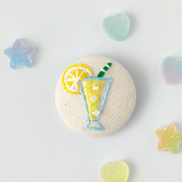 檸檬水刺繡髮圈