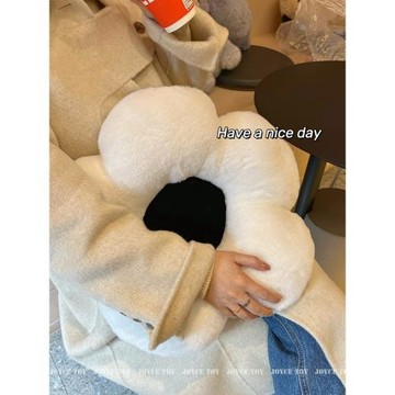 毛絨花朵坐墊屁墊沙發飄窗臥室地上黑白抱枕辦公室椅墊靠彩色背靠