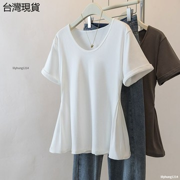 特價🈶韓系百搭大尺碼顯瘦上衣 短袖T恤女 100%不起球大碼顯瘦短袖T恤女 夏季新款收腰遮肚 設計別緻上衣ins潮ぃ