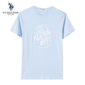 uspoloassn美國保羅夏季微彈男士短袖圓領t恤 透氣印花t恤打底衫