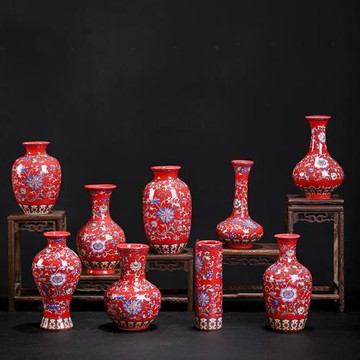 陶瓷琺瑯彩迷你花插花瓶擺件水培陶藝花器花盆家居客廳插花干花