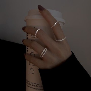 s925純銀波光粼粼戒指i女款2025秋冬小眾素圈碎銀子滿天星食指戒