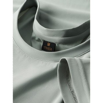 夏季冰絲圓領短袖t恤男士透氣速干運動上衣薄款健身半袖打底衫潮