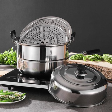 加厚蒸鍋雙層二層不銹鋼特大號容量家用電磁爐煤氣灶用34 36 40cm