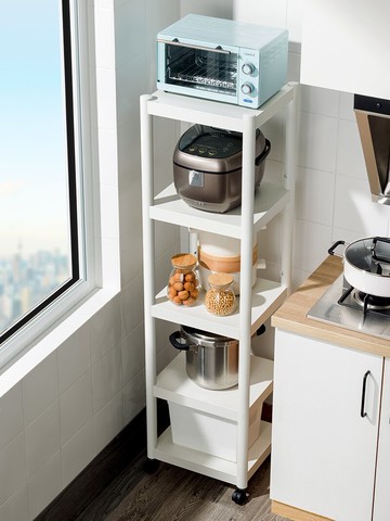 白色不銹鋼夾縫置物架落地多層廚房收納架家用窄冰箱縫隙放鍋架子