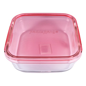 iwaki四角及長方型玻璃微波盒粉色800ml