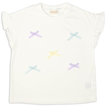 akachan honpo - T恤-袖子荷葉邊-米白色