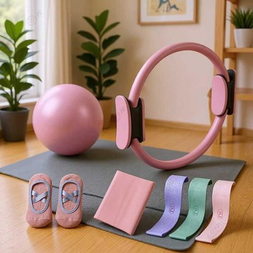 【Upton百貨】家用普拉提圈五件套伸展輔助帶乳膠拉力帶25cm瑜伽麥管球瑜伽環組合