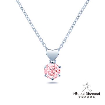 Alesai 艾尼希亞鑽石 粉紅鑽石 1克拉 愛心 培育鑽石項鍊 (3EX 車工 粉鑽 FANCY VIVID PINK)
