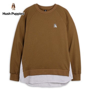 Hush Puppies 上衣 男裝下擺拼接寬版長袖上衣