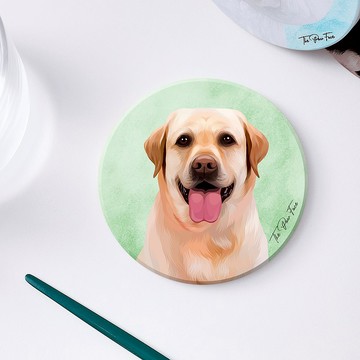 拉布拉多犬 拉不拉多 狗狗-圓型陶瓷吸水杯墊/動物/居家用品