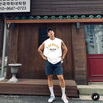 國潮港風背心男夏季寬鬆籃球訓練速幹跑步健身坎肩冰絲無袖T恤衫運動背心 男士運動背心男士跑步背心男士籃球背心