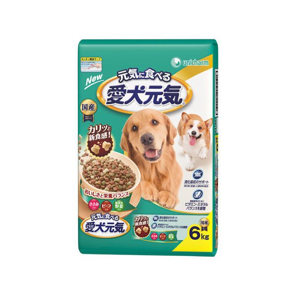 ユニ・チャーム愛犬元気 ささみ・ビーフ・緑黄色野菜入り 6kg 1袋 ユニ