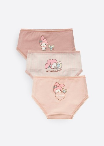 女童三入組_ 美樂蒂系列．球球緊帶三角內褲(美樂蒂與老鼠)