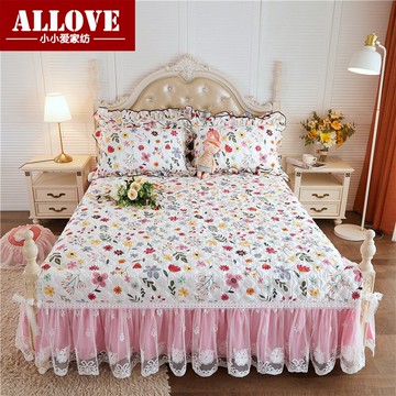 全棉床裙床罩單件純棉蕾絲公主風荷葉花邊1.82.0雙人床套