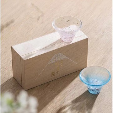 現貨 日本製開運對杯 TOYO-SASAKI 櫻富士招福杯45ml 東洋佐佐木 清酒杯 酒杯禮盒 入厝禮品 日本進口