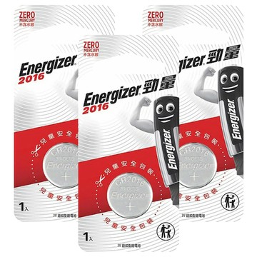Energizer 勁量 鈕扣型鋰電池 3V #2016  1入  3個