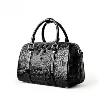 元魚2022新款鱷魚皮大容量波士頓包時尚手拎包百搭單肩斜背包