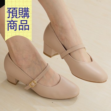 預計1/28出貨【大尺碼女鞋】日光真皮兩穿瑪莉珍粗跟鞋(視覺縮腳/最大27.5)-玫粉