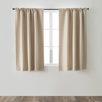 PALETTE三明治遮光橫紋緹花半腰窗簾270x165cm 芒草棕