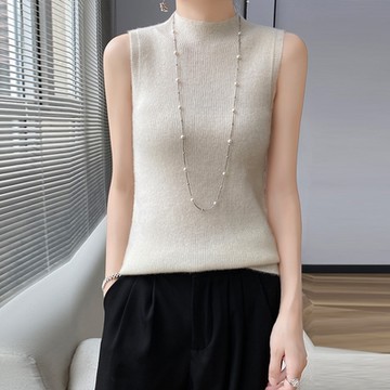 [巴黎精品] 羊毛背心無袖針織衫-一線成衣半高領簡約寬鬆女上衣9色a1if15