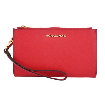 [平輸版] 【MICHAEL KORS】 JET SET防刮多功能手掛式中長夾(紅)真品平輸