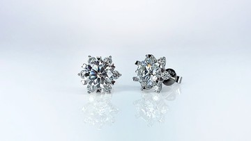莫桑鑽 |  雪花鑽石耳環  | 台中門市 |  可升級K金白金真鑽