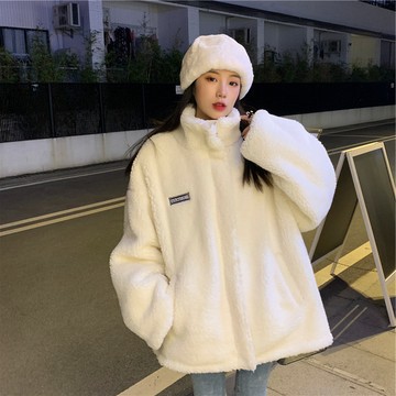 毛絨絨小LOGO羊羔毛外套 男女款 情侶款