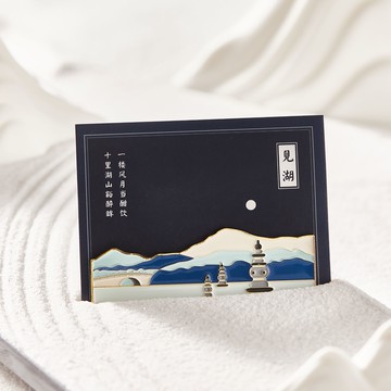 西湖冰箱貼見湖創意金屬磁貼杭州紀念品中國風雷峰塔三潭印月斷橋