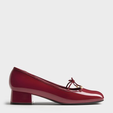 Barbara 蝴蝶結珍珠粗跟鞋