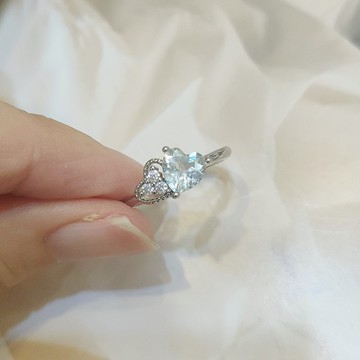 Le Bonheur 海藍寶愛心戒指 開口可調節(情人節 生日禮物 )