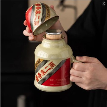 汝窯小暖壺可養開片復古醬香帶蓋大容量陶瓷防燙悶茶壺水杯馬克杯