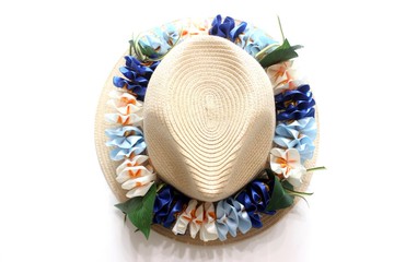 雞蛋花帽圈　夏威夷海島風手作帽飾　沙灘草帽配件