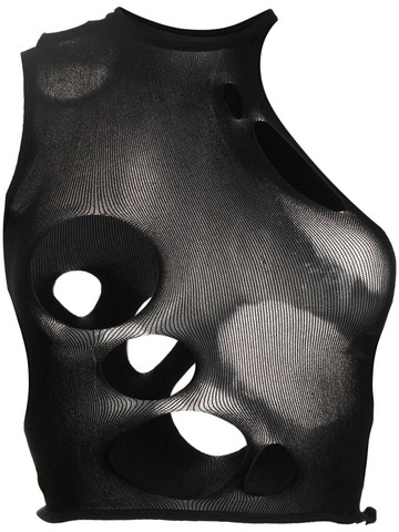 RUI - distressed asymmetric top - women - Nylon - 1 - Black
