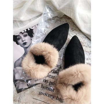 尖頭短靴女加絨馬丁靴鞋子女2023新款爆款冬天毛毛鞋時尚瘦瘦靴