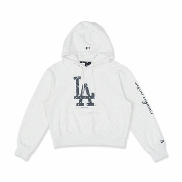 【NEW ERA】女帽Tee 格紋 洛杉磯道奇 淺灰-NE13470971