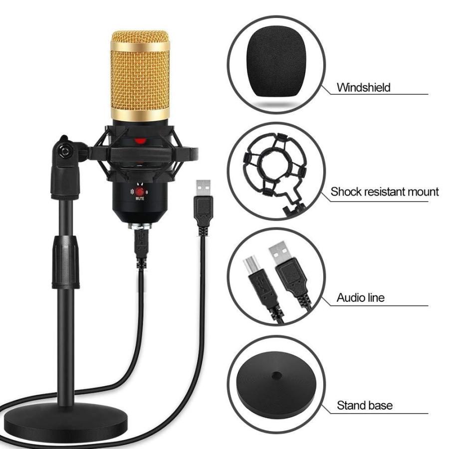 Podcast Microphone, USB Condenser Recording Microphone Computer Condenser P