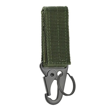 E.dot 戶外登山露營防丟鷹嘴掛扣 10x3cm 尼龍+金屬材質  10 x 3cm  軍綠色  1個