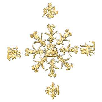 財神小舖 八方聚財 開運金屬貼  SKB-01  4 x 4cm