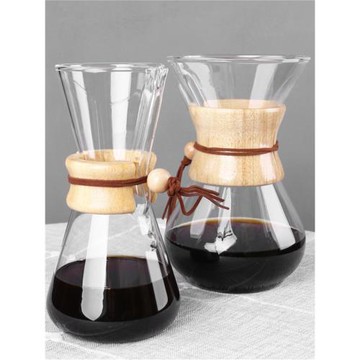 木柄咖啡壺家用滴濾咖啡壺不銹鋼濾網手沖壺免濾紙 玻璃分享壺